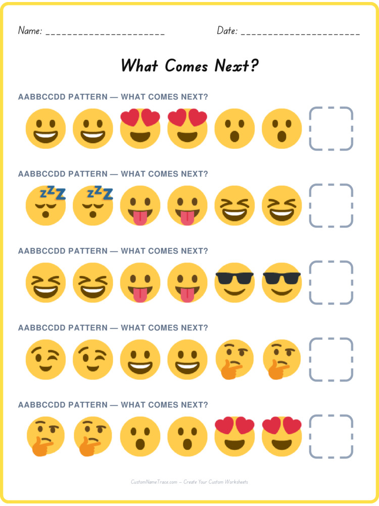 AABBCCDD pattern worksheet 36 for kids