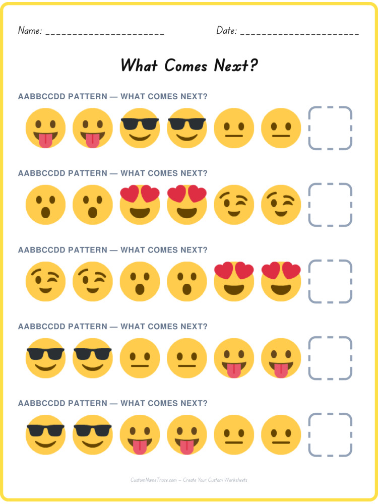 AABBCCDD pattern worksheet 37 for kids