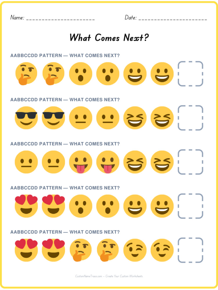 AABBCCDD pattern worksheet 38 for kids