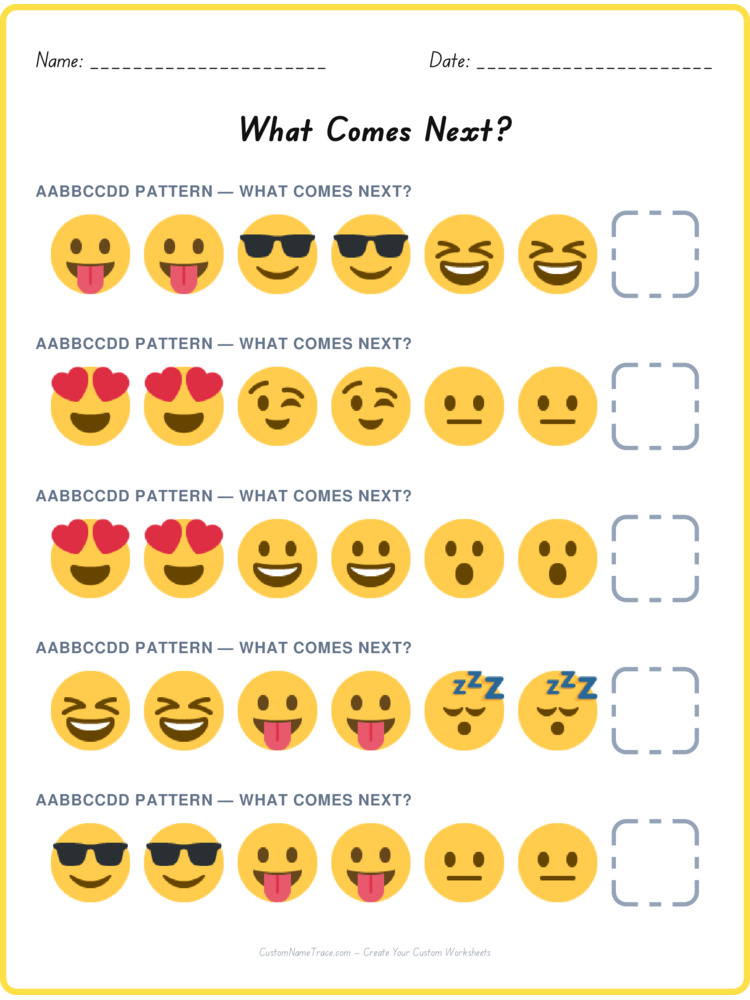 AABBCCDD pattern worksheet 39 for kids