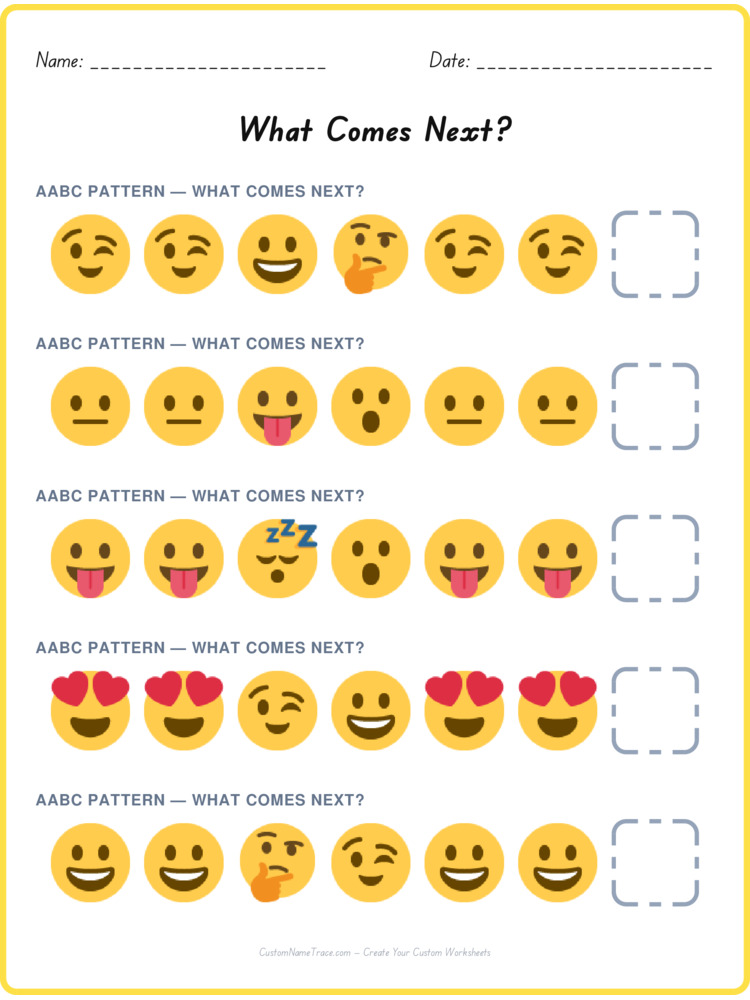 AABC pattern worksheet 11 for kids
