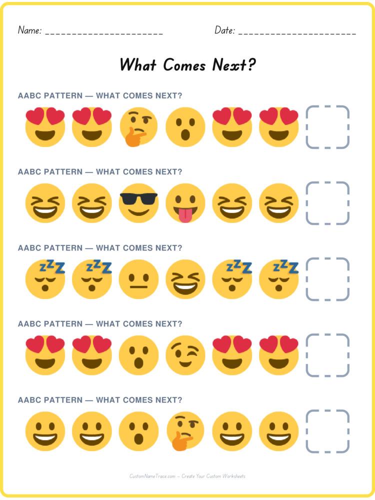 AABC pattern worksheet 13 for kids