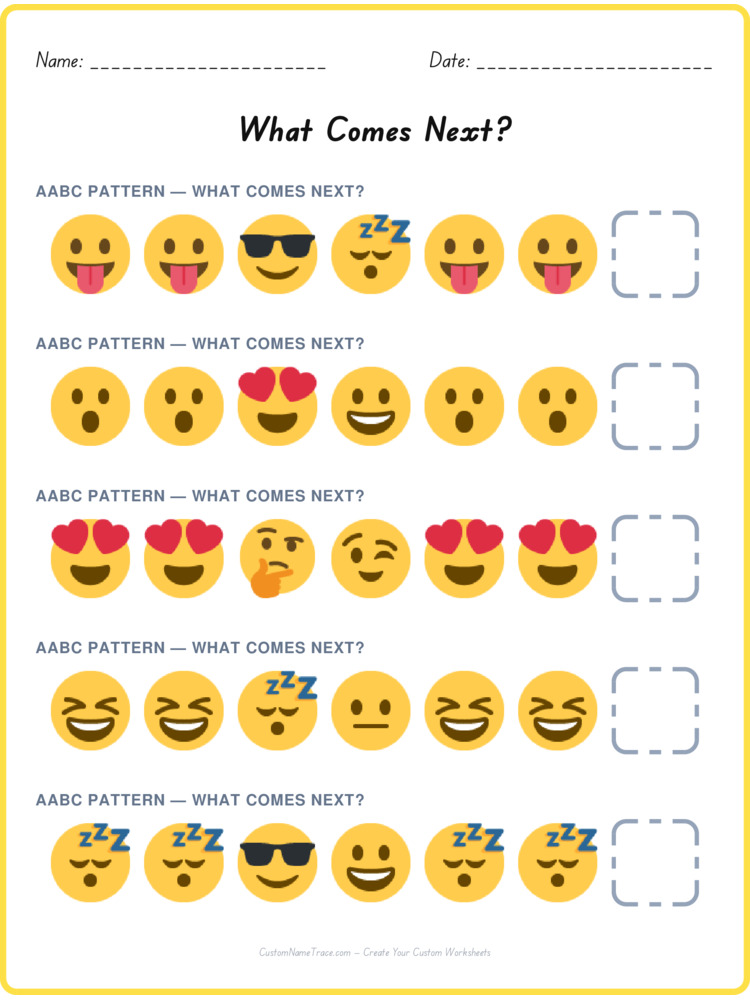 AABC pattern worksheet 14 for kids