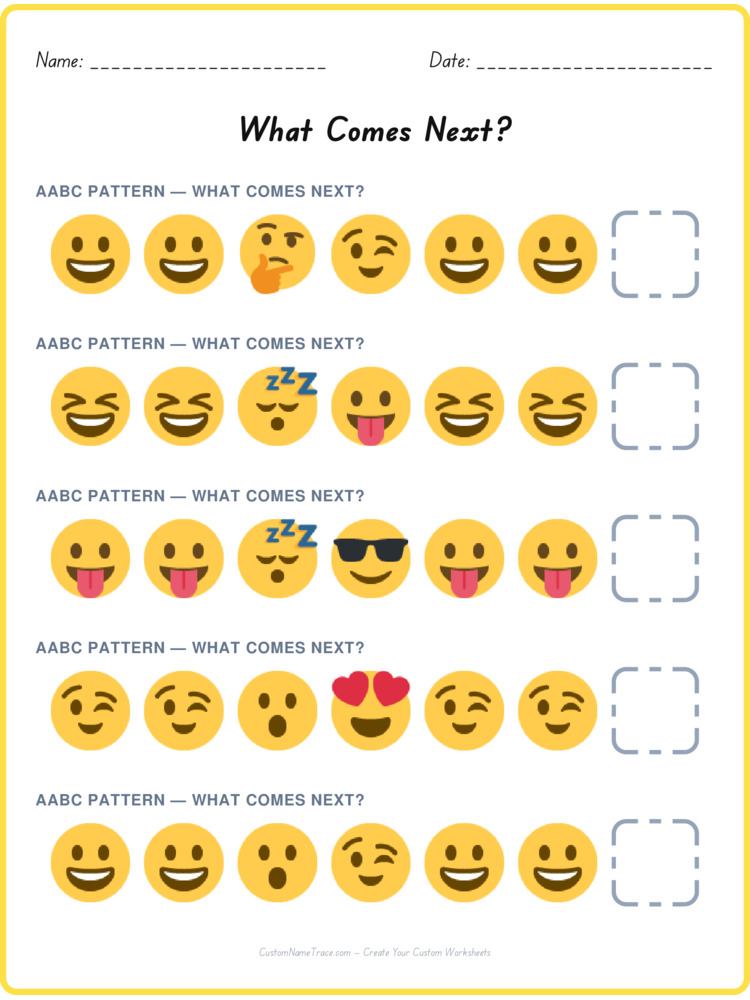 AABC pattern worksheet 15 for kids