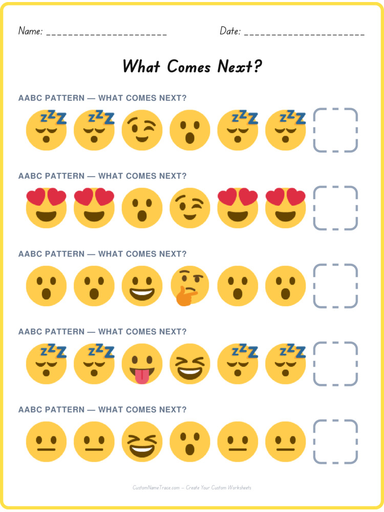 AABC pattern worksheet 16 for kids