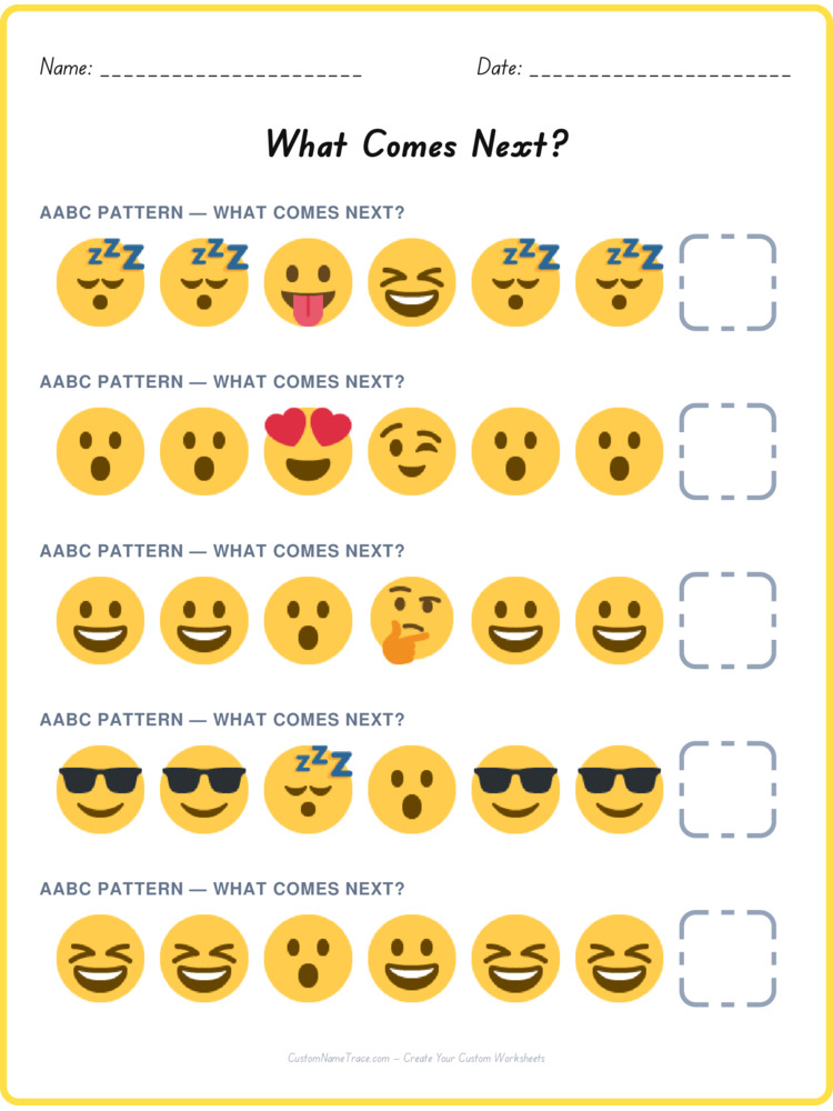 AABC pattern worksheet 18 for kids