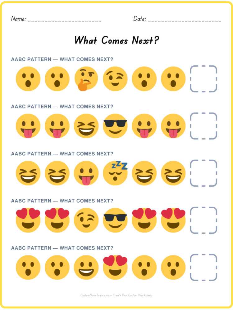 AABC pattern worksheet 19 for kids
