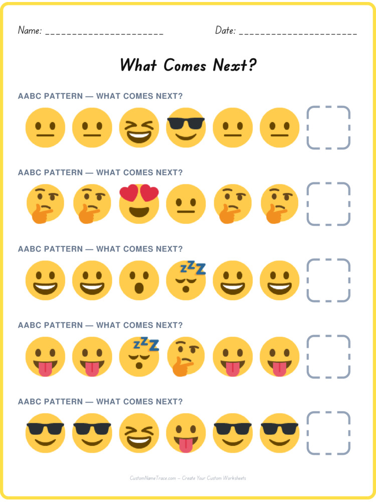 AABC pattern worksheet 22 for kids