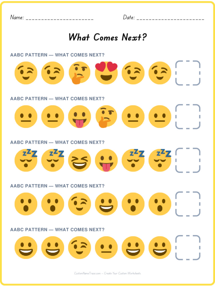 AABC pattern worksheet 23 for kids