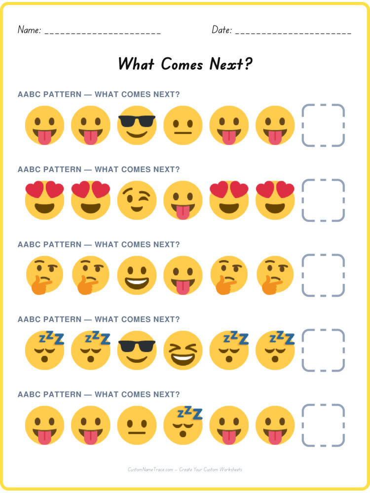 AABC pattern worksheet 24 for kids