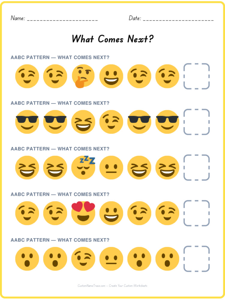 AABC pattern worksheet 25 for kids