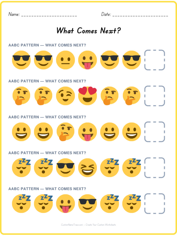 AABC pattern worksheet 26 for kids