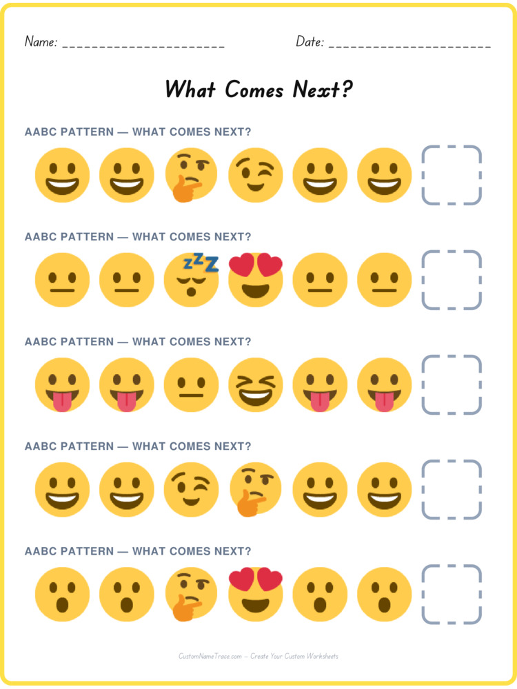 AABC pattern worksheet 27 for kids