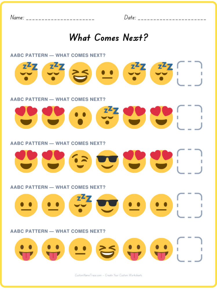 AABC pattern worksheet 28 for kids