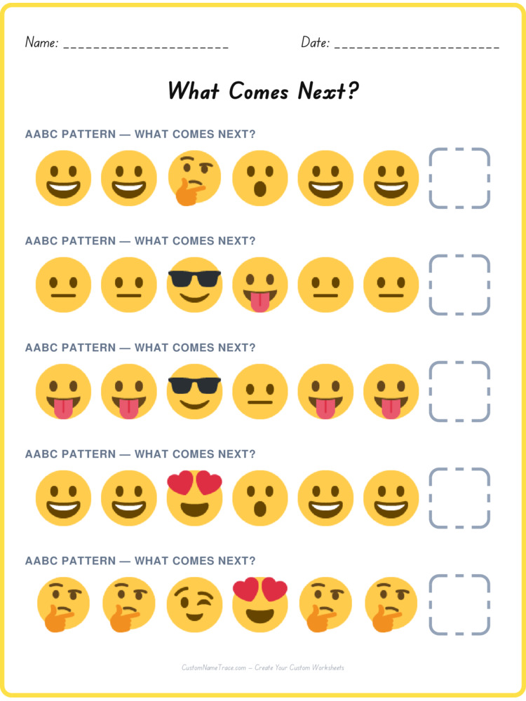 AABC pattern worksheet 29 for kids