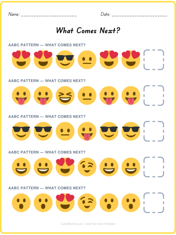 AABC pattern worksheet 30 for kids