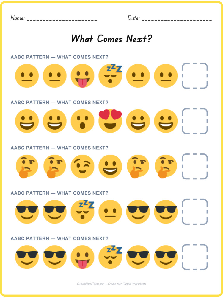 AABC pattern worksheet 31 for kids