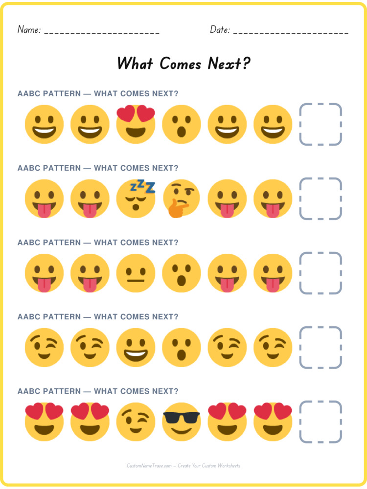 AABC pattern worksheet 32 for kids