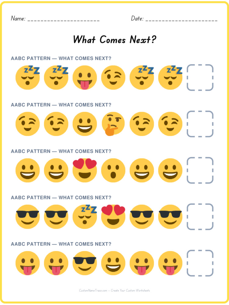 AABC pattern worksheet 33 for kids