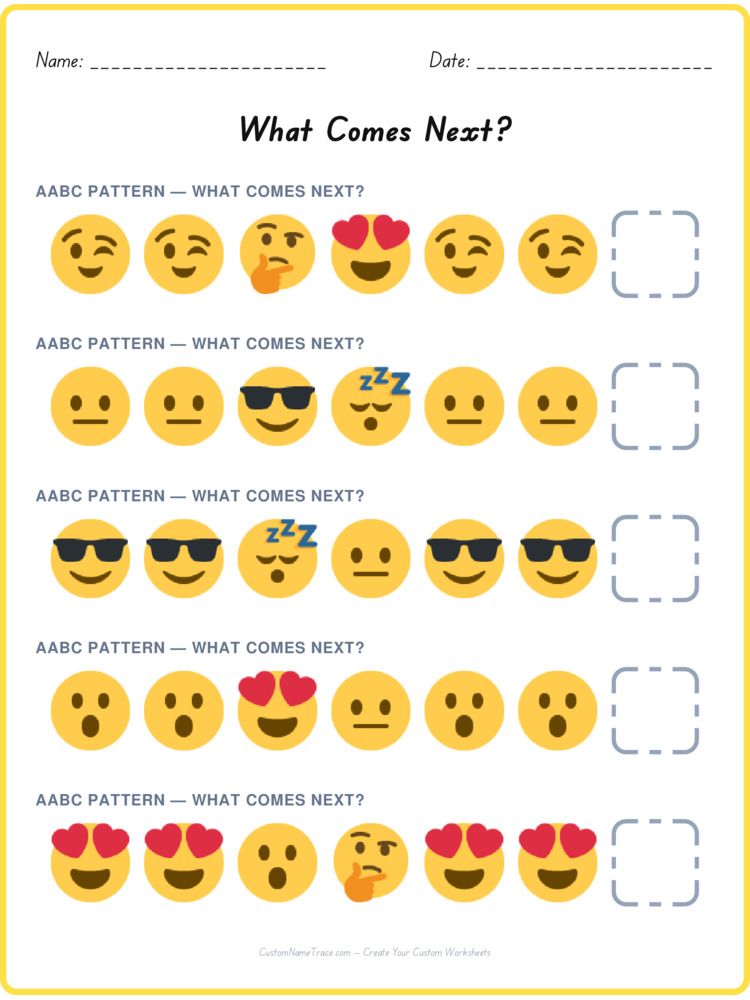AABC pattern worksheet 34 for kids