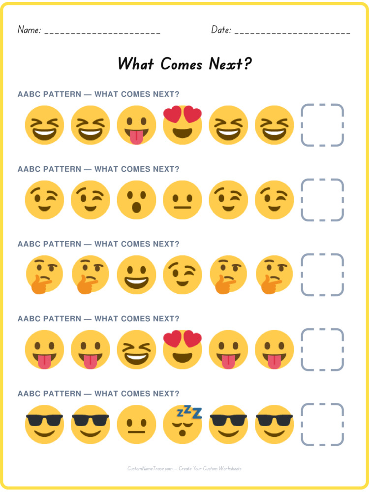 AABC pattern worksheet 35 for kids