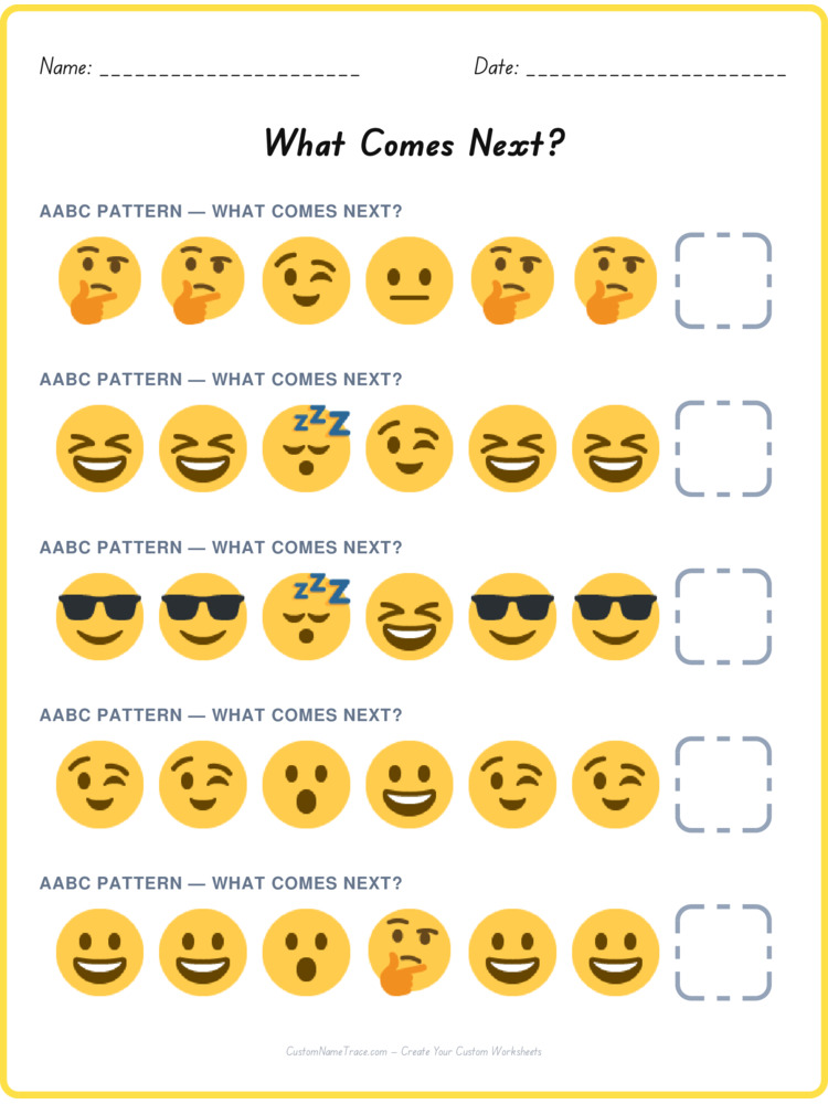 AABC pattern worksheet 36 for kids