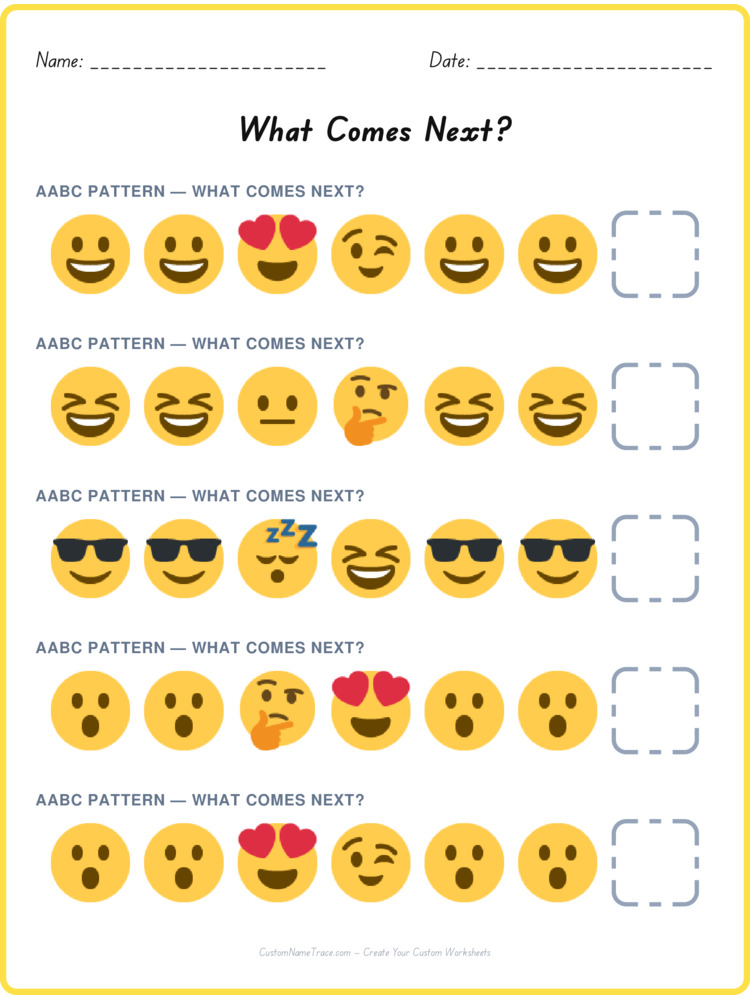AABC pattern worksheet 38 for kids