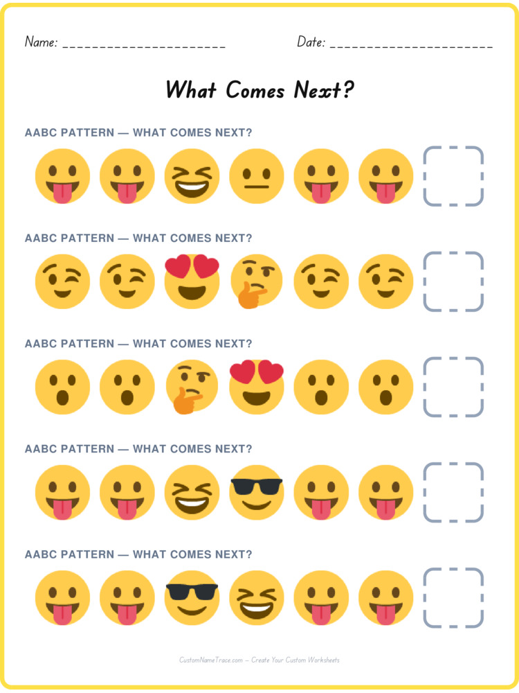 AABC pattern worksheet 39 for kids