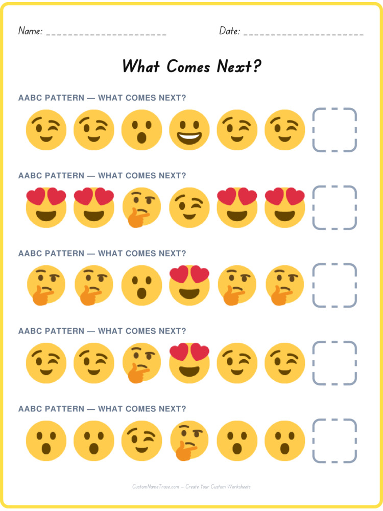 AABC pattern worksheet 4 for kids
