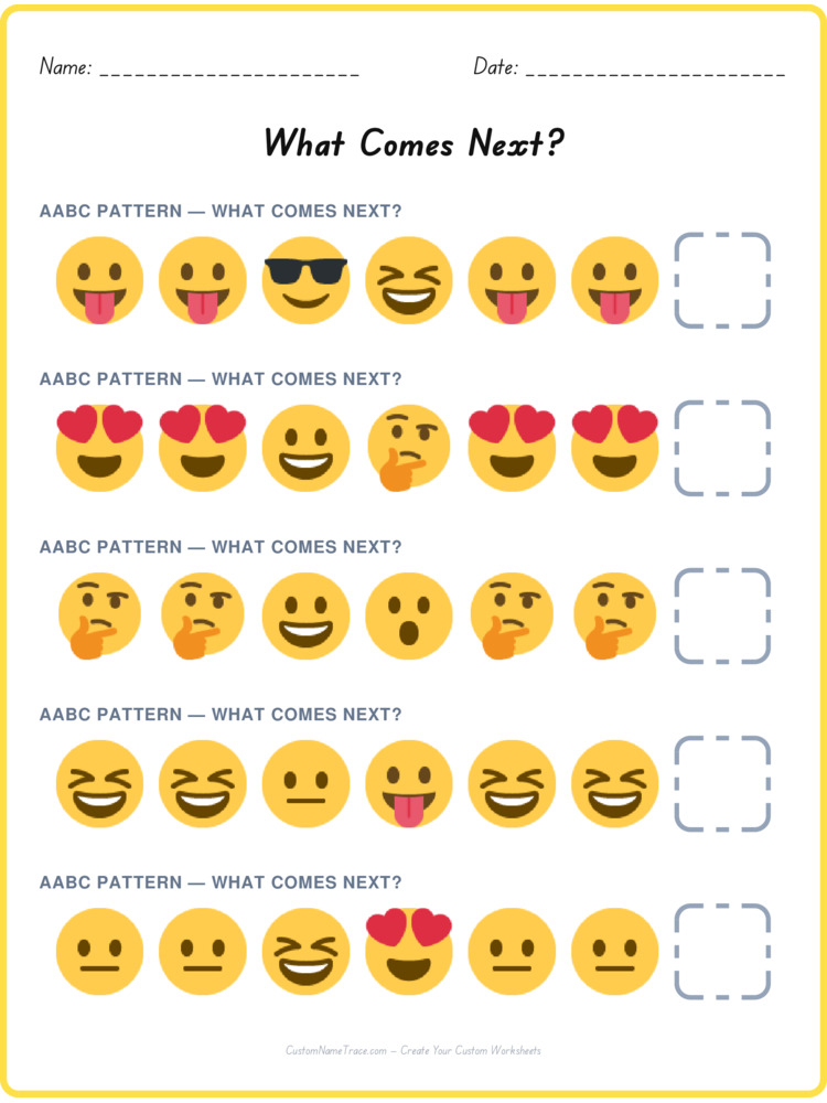 AABC pattern worksheet 40 for kids
