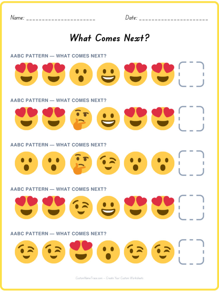 AABC pattern worksheet 8 for kids