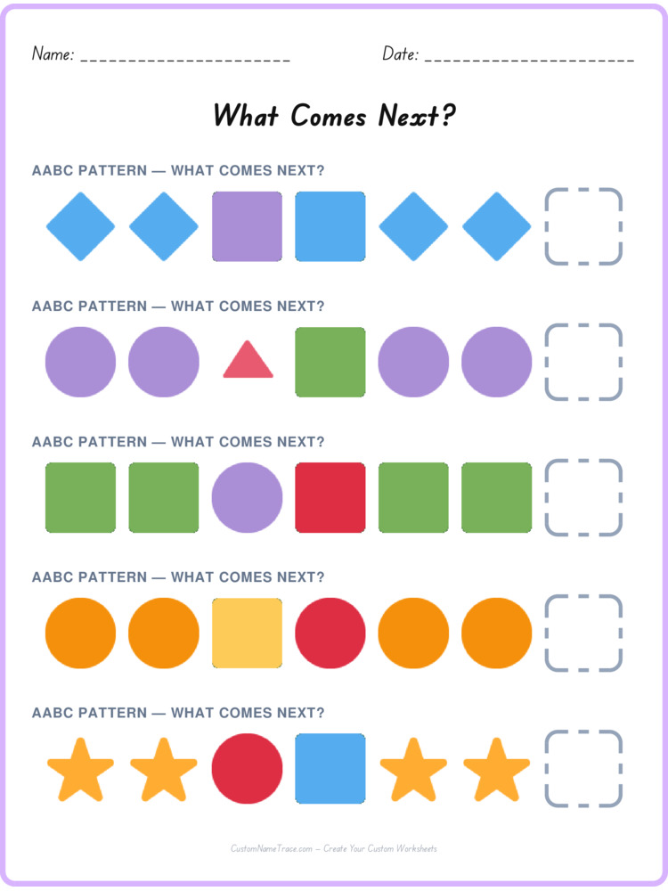 AABC pattern worksheet 13 for kids