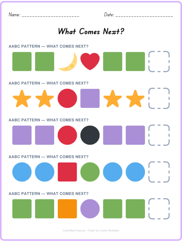 AABC pattern worksheet 14 for kids