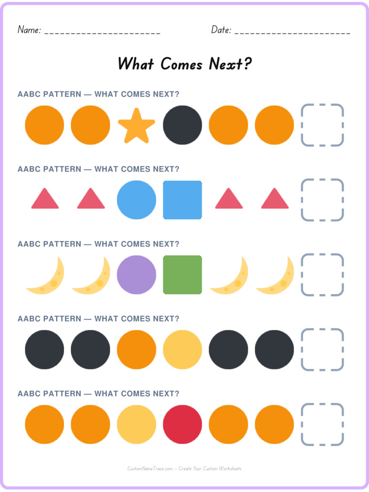 AABC pattern worksheet 15 for kids