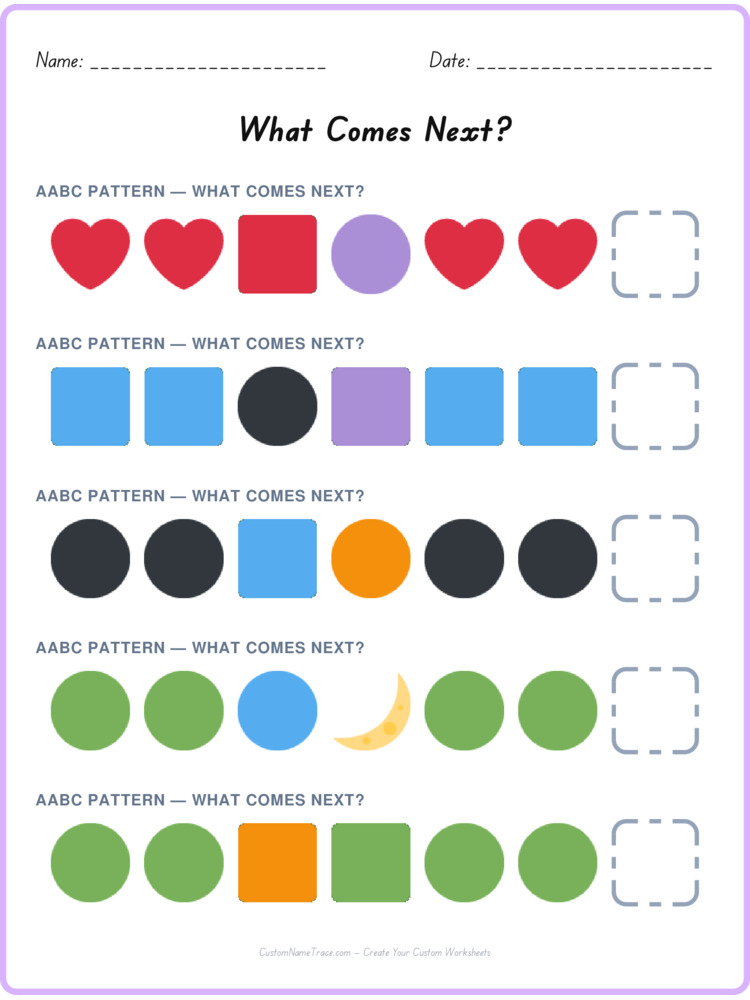 AABC pattern worksheet 16 for kids