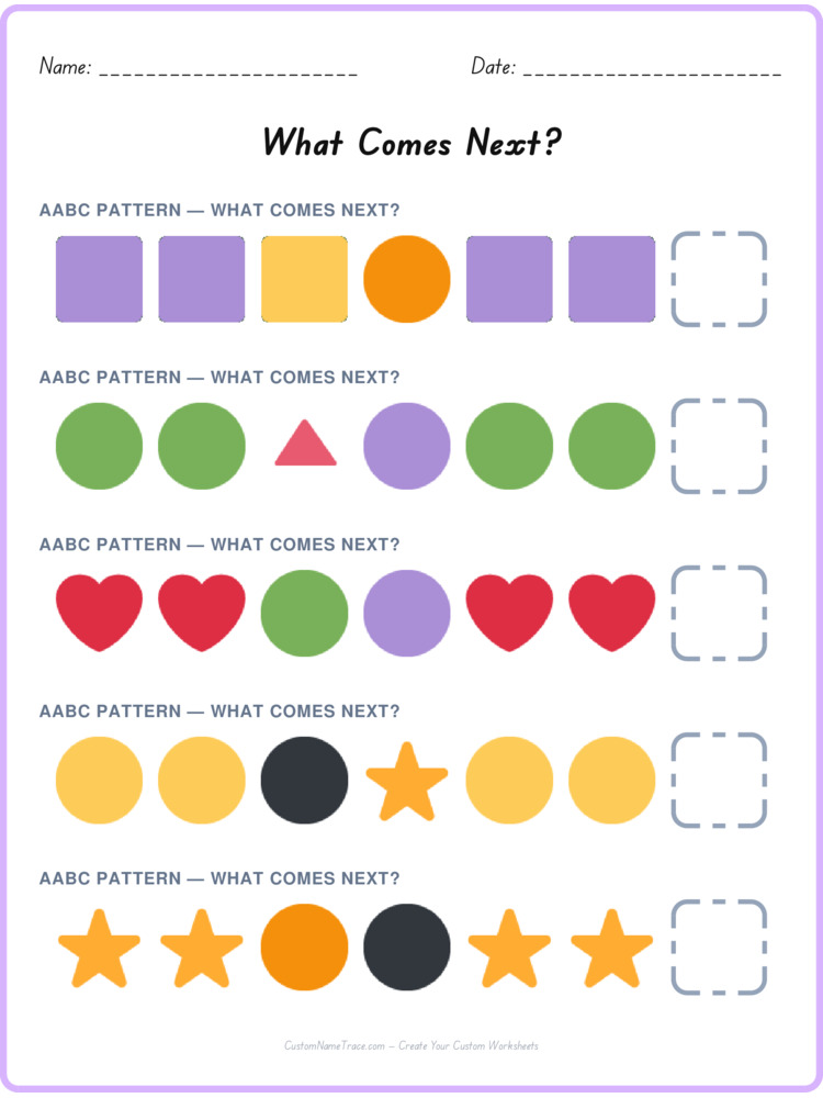 AABC pattern worksheet 17 for kids