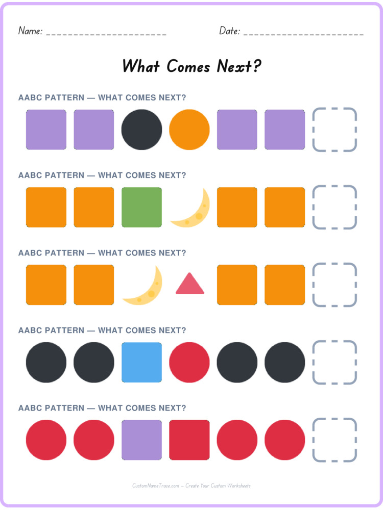 AABC pattern worksheet 19 for kids