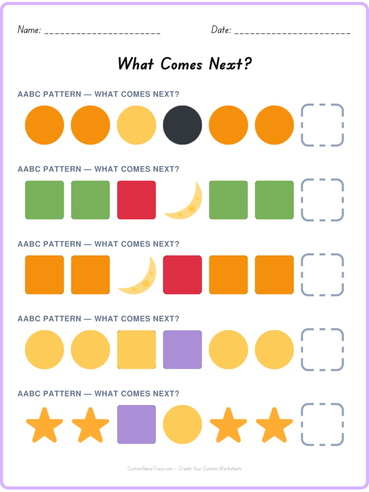 AABC pattern worksheet 21 for kids