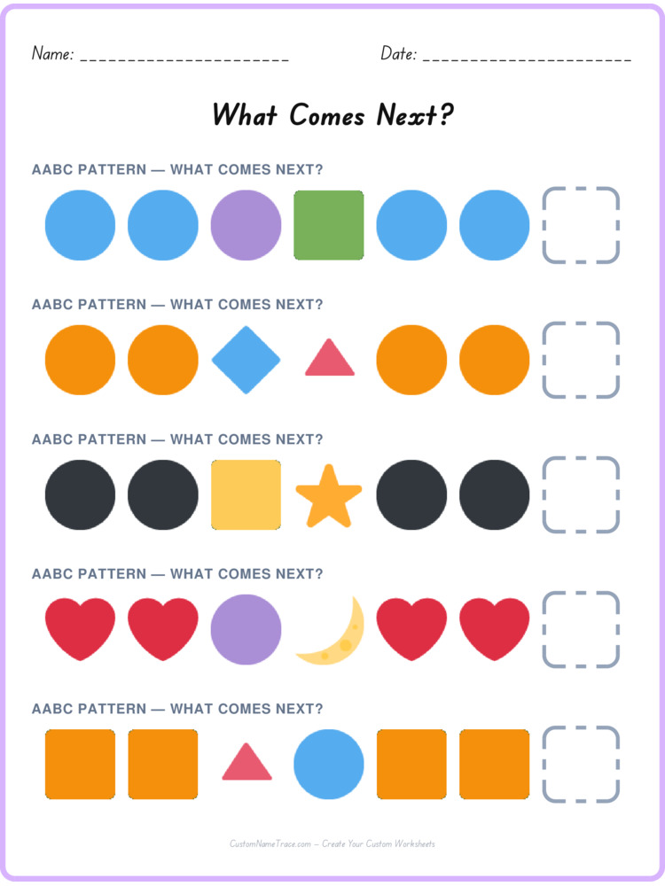 AABC pattern worksheet 22 for kids