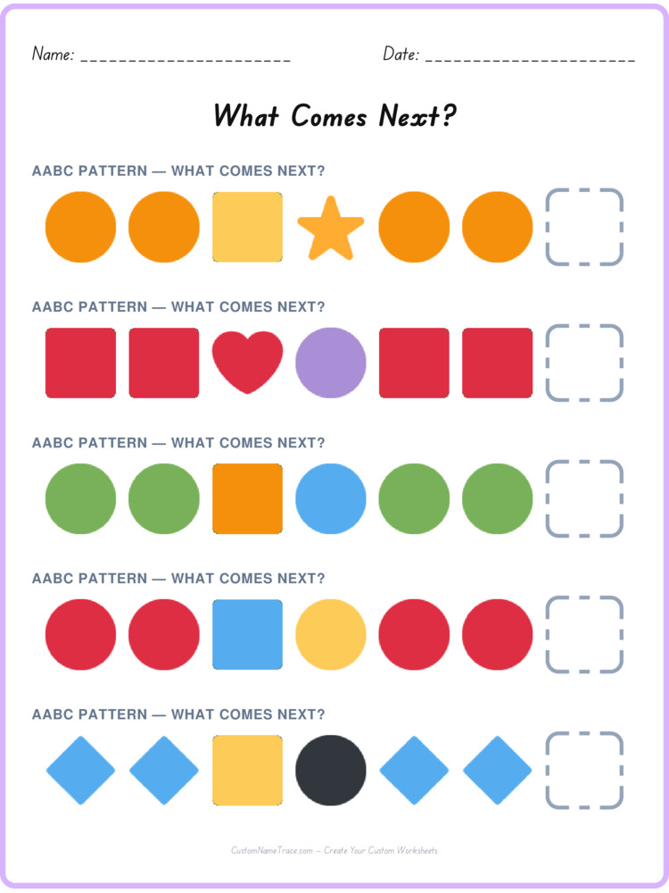 AABC pattern worksheet 23 for kids