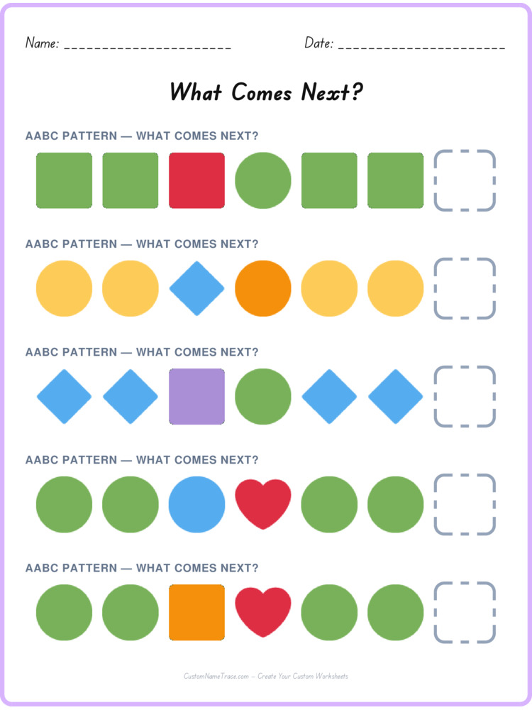 AABC pattern worksheet 24 for kids