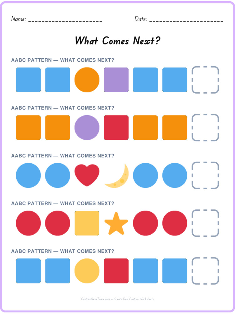 AABC pattern worksheet 25 for kids