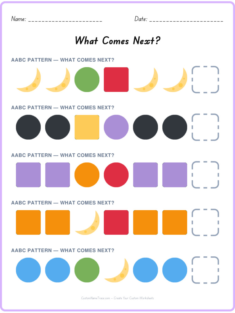 AABC pattern worksheet 26 for kids