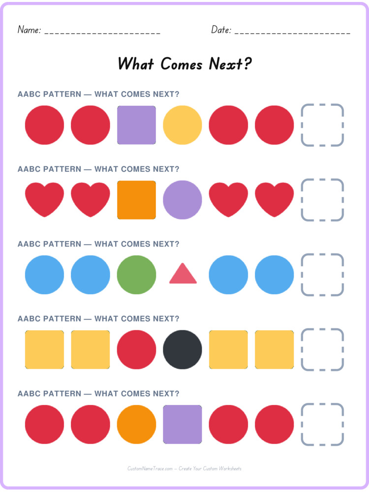 AABC pattern worksheet 27 for kids