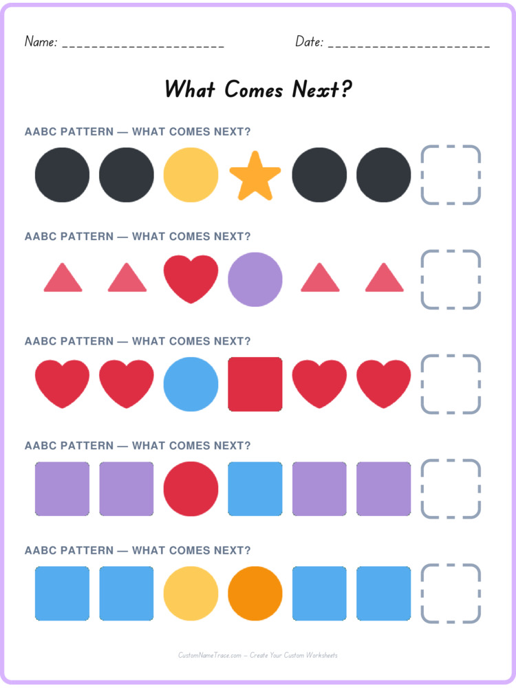 AABC pattern worksheet 29 for kids