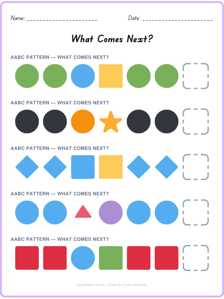 AABC pattern worksheet 31 for kids