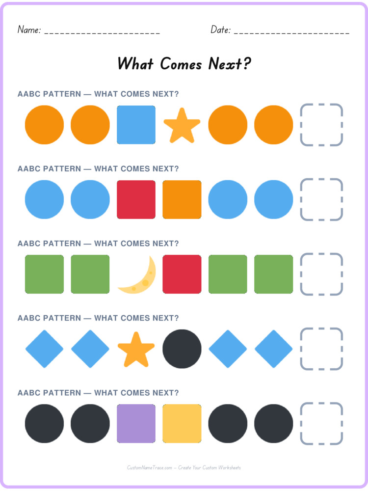 AABC pattern worksheet 32 for kids