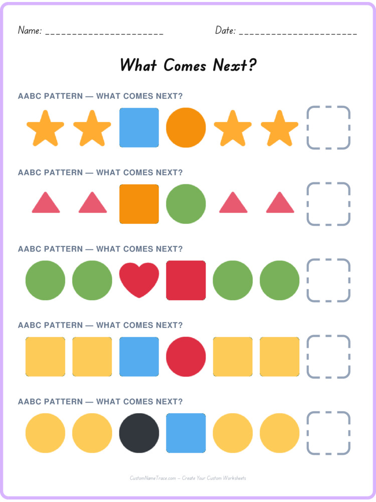 AABC pattern worksheet 34 for kids