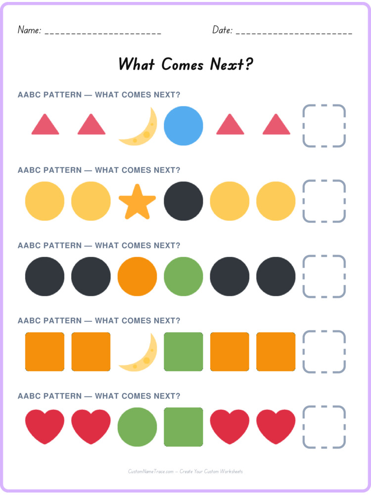 AABC pattern worksheet 35 for kids