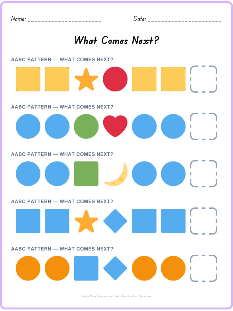 AABC pattern worksheet 36 for kids